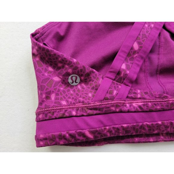 Lululemon Women 4 Purple Layer Sports Bra Wireless Wide Crossback Straps Stretch - Picture 5 of 8